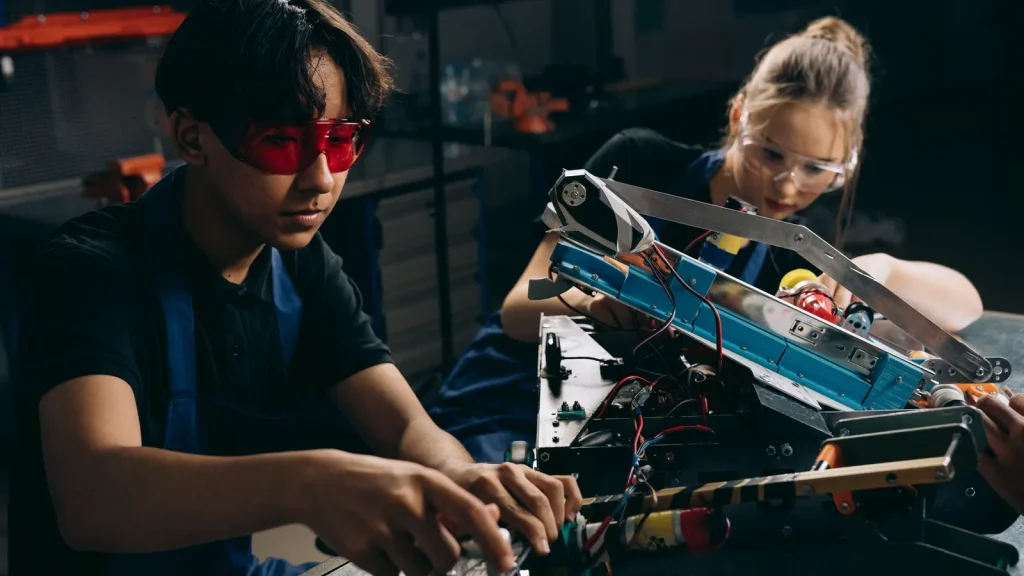 Jóvenes profesionales aprendiendo competencias tecnológicas y de inteligencia artificial.